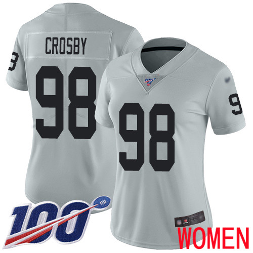 Oakland Raiders Limited Silver Women Maxx Crosby Jersey NFL Football #98 100th Season Inverted Jersey->youth nfl jersey->Youth Jersey